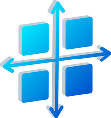 3D Blue Matrix Direction Control Icon