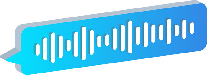 3D Blue Voice Message Audio Icon