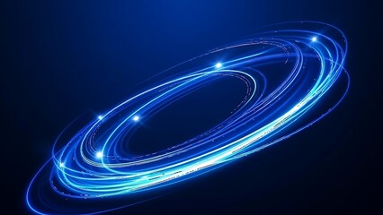 Futuristic blue circular light rings with glowing sparks of energy