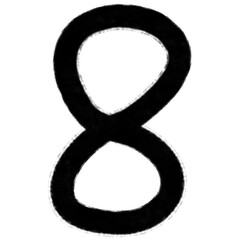 Black number eight. number 8. hand drawn doodle illustration.
