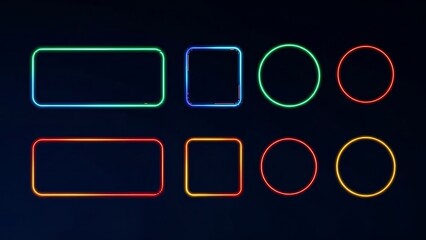 Neon geometric shapes on dark background abstract futuristic design