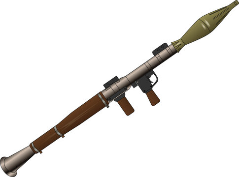 Rocket-propelled grenade side view vector illustration. Bazooka vector. 