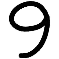 Black number nine. number 9. hand drawn doodle illustration