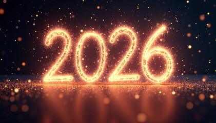 Fiery Glowing 2026 Numbers with Floating Sparks new year