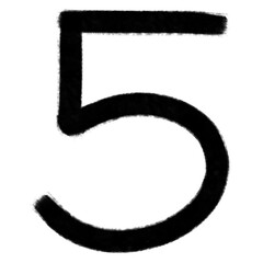Black number five. number 5. hand drawn doodle illustration.
