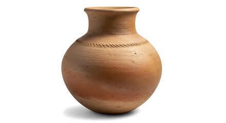 Vibrant terracotta vase with classic design on white background