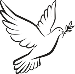 Obraz premium White dove in flight carrying an olive branch, a classic symbol of peace and hope 