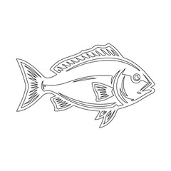 Outline drawing of a common fish, perfect for coloring books or simple graphic design projects