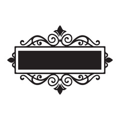 Elegant vintage scrollwork frame with a blank rectangular space for text or design