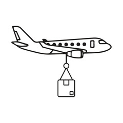 Air cargo airplane delivering a package showing global shipping and logistics services