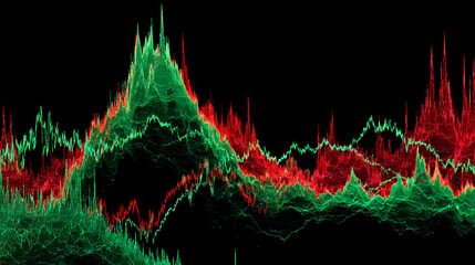 Abstract Digital Art Of Volatile Market Line Graph Spiking