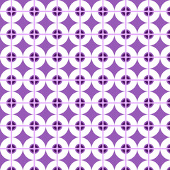 Seamless Retro Geometric Circle Grid Pattern in Purple and White
