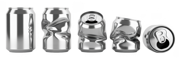 Crushed aluminum soda cans crushed cans aluminum cans isolated on a transparent background