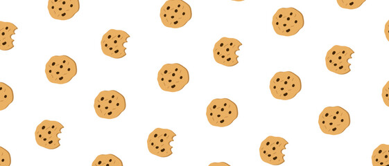 cookies doodle seamless pattern background sweet biscuit chocolate bite