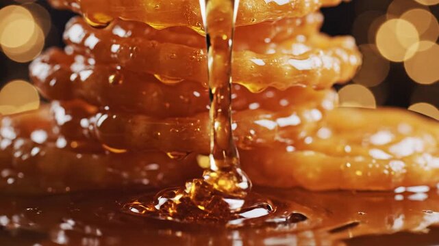 Glistening Jalebi Stack Drizzled With Golden Honey Syrup