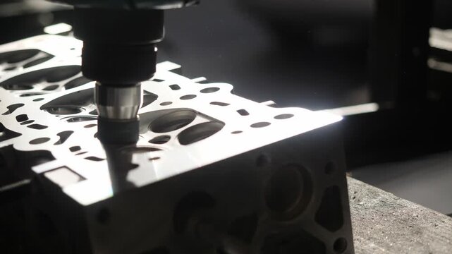 The cylinder head is carefully prepared and machined for high-performance engine tuning and reliability.