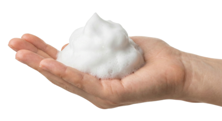Hand holding foam soap