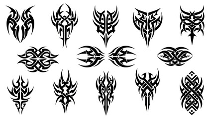 Tribal Tattoo Designs Collection - Black Abstract Ornaments