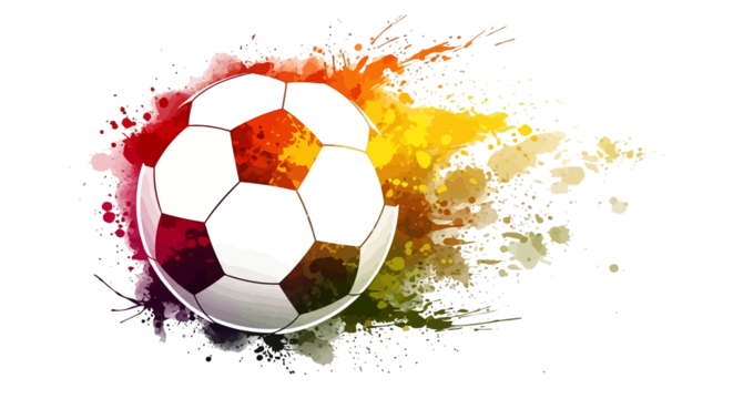 Colorful watercolor splash soccer ball illustration isolated on transparent background - Powered by Adobe