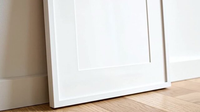 Blank White Frame Leaning Against Wall