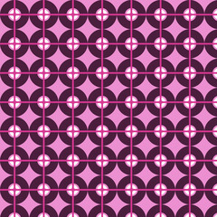 Seamless Retro Geometric Circle Grid Pattern in Pink and Plum