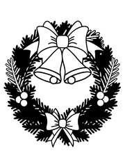 Beautiful Wreath Made Of Pine Branches And Ribbons