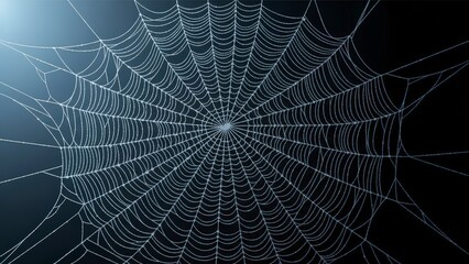 Intricate Spider Web with Dew Drops at Night.