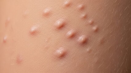 Fototapeta premium Close-up of wart-infested skin with raised bumps and textured surface
