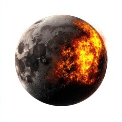 Naklejka premium Fiery Half Moon Cosmic Inferno Illustration