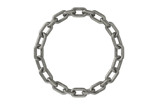 Metal chain circle link isolated on a transparent background