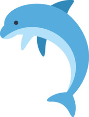 Fototapeta premium Playful cartoon dolphin leaping and making a splash, perfect for children's books, marine life awareness campaigns, or any project celebrating ocean wildlife