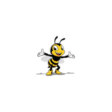 Cheerful cartoon bee giving thumbs up.