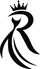 R logo Black vector illustration of a dolphin and horse silhouette art design featuring tribal tattoo style animal icons for a wildlife logo or symbol