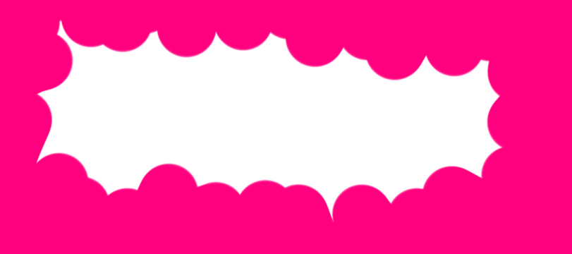 Bright pink background with a jagged white cut-out in the center, resembling a comic-style speech bubble - Powered by Adobe