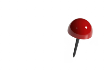 Red pushpin with black point office supply stationery isolated on a transparent background