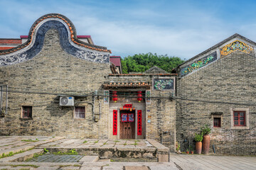 Foshan city, Guangdong, China, 8.06.25. Changqi Ancient Village in Lubao Town, Sanshui, has a history of 600 years. Stone carvings, stucco sculptures, murals and other elements of Linnan style abound.