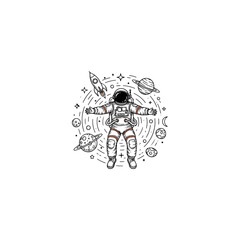 Astronaut Floating in Space Wearing a Spacesuit.