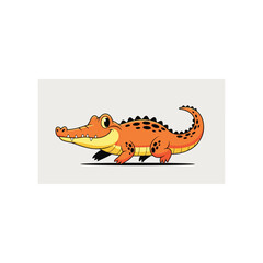 Cartoon orange crocodile illustration in playful pose.