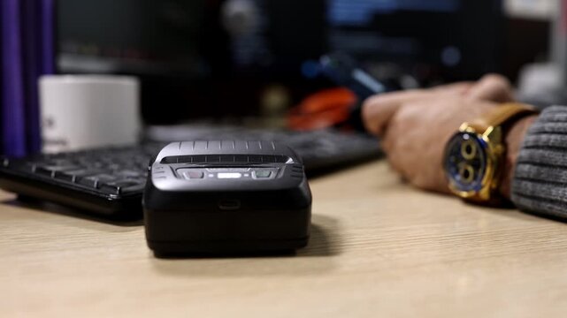 Label Printer Printing Welcome 2026 Tag, New Year Business Concept