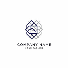 Fototapeta premium Abstract geometric line art logo design with modern aesthetic.