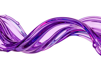 Abstract vibrant purple liquid twisting fluid dynamic spiral isolated on a black background.