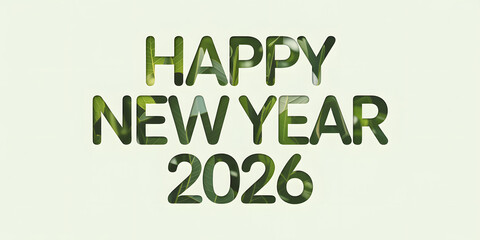 Festive Happy New Year 2026 greeting with stylish bold typography and green to gold gradient effect celebrating the upcoming year