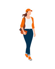 Flat vector people and illustration, woman with casual outfit
