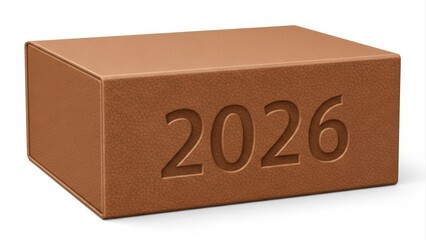 Brown Brick with the Year 2026 Embossed on its Surface.