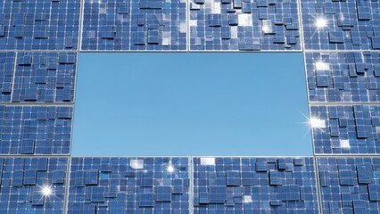 Abstract Digital Grid Pattern with Blue Rectangle Overlay.