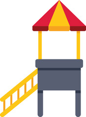 Playground platform with colorful awning and ladder, creating a fun and exciting play area for children