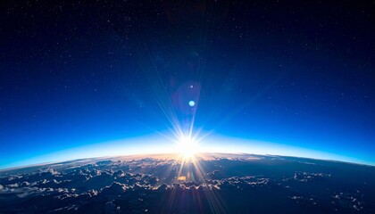 Earth from Space with Sunrise on Horizon