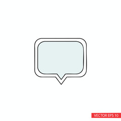 Naklejka premium A light blue chat bubble icon with rounded corners and a pointed base, outlined in black