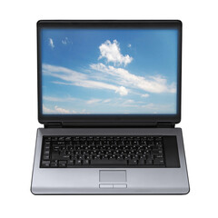 Laptop Displaying Beautiful Sky with Clouds