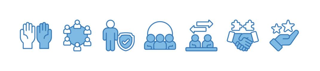 Social capital web banner icon vector illustration concept for interpersonal relationships with icons of participation, networking, trust, belonging, reciprocity, engagement, and value norms.
